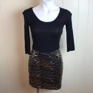 Betsey Johnson Knit Top Sequined Party Dress